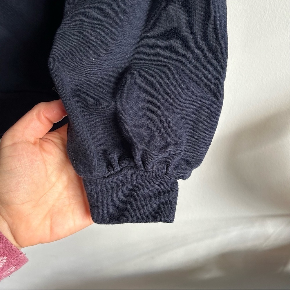 LOFT Navy Blue Top White Ruffles Long Sleeve Size XS - Picture 6 of 8